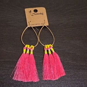 Dorothy Fuchsia & Yellow Tassel Earrings